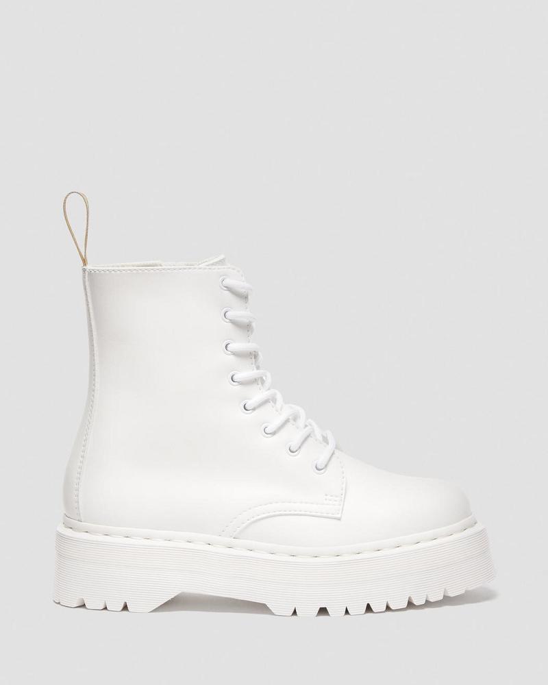 White Men's Dr Martens Vegan Jadon II Kemble Mono Platform Boots | CA 567KOR